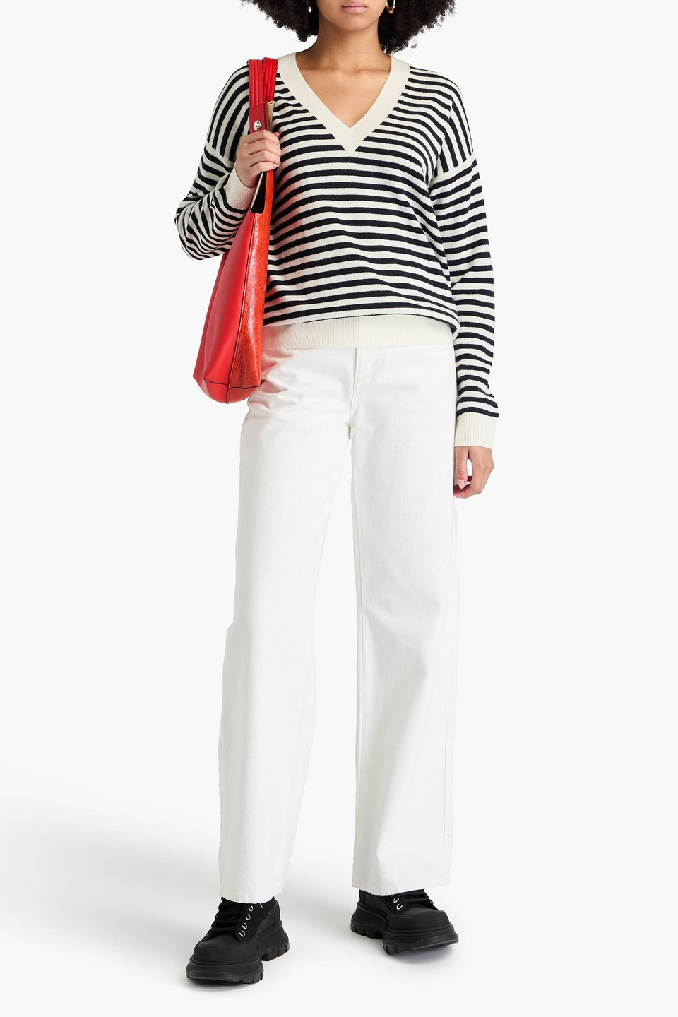 CHINTI & PARKER STRIPED WOOL AND CASHMERE-BLEND SWEATER