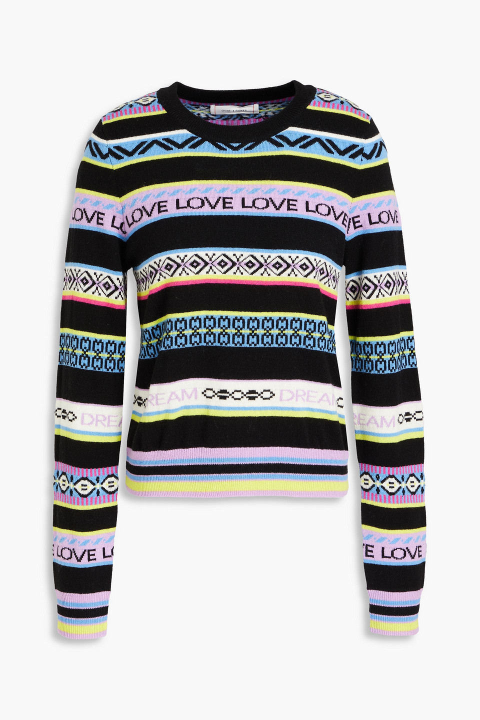 Chinti & Parker Intarsia Wool And Cashmere-blend Sweater In Black