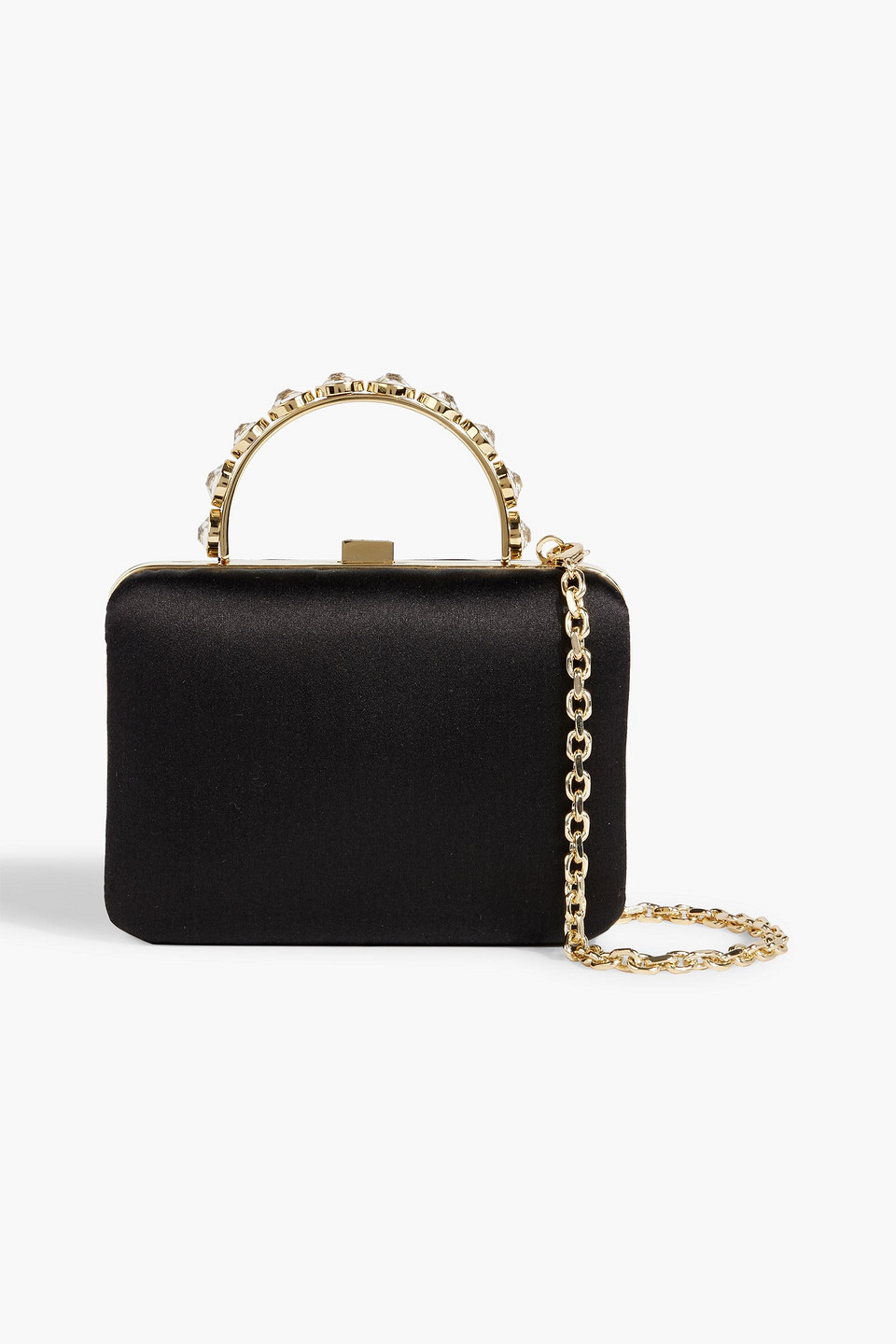 Judith Leiber Crystal-embellished Satin Clutch In Black