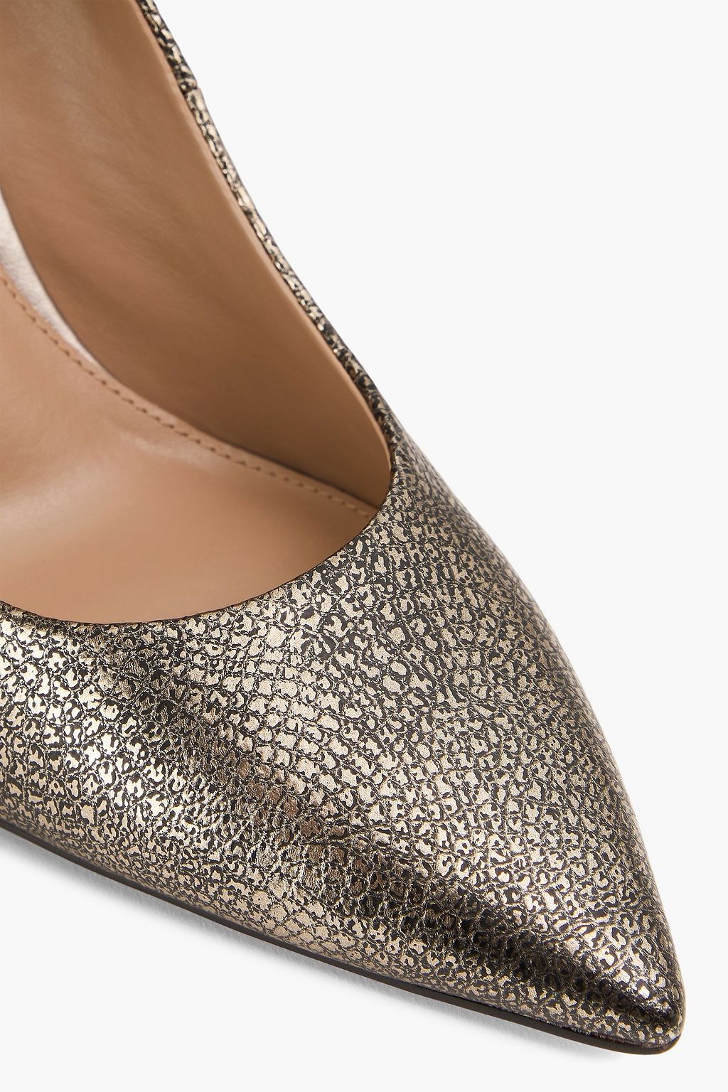 SAM EDELMAN Hazel metallic textured-leather pumps