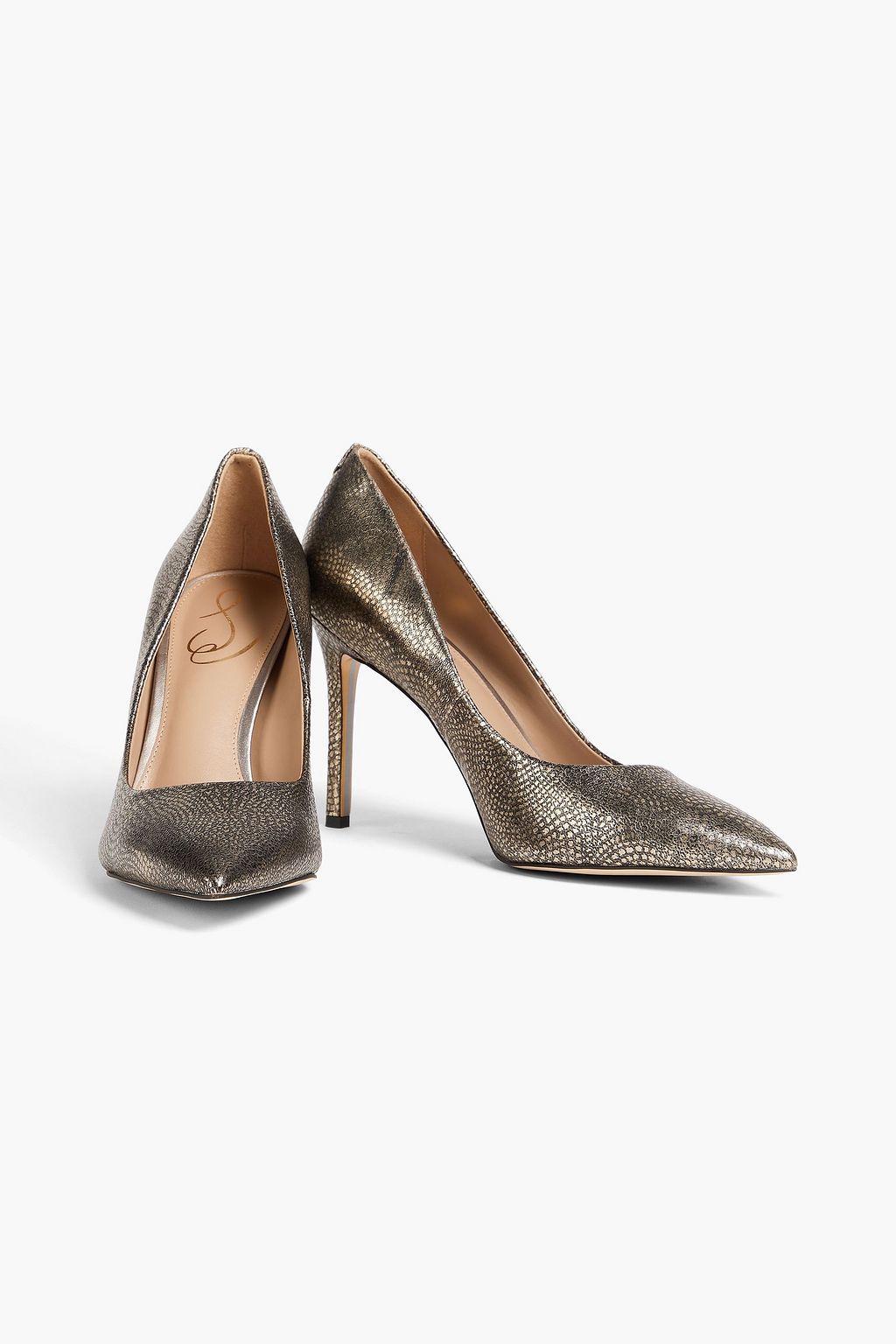 SAM EDELMAN Hazel metallic textured-leather pumps