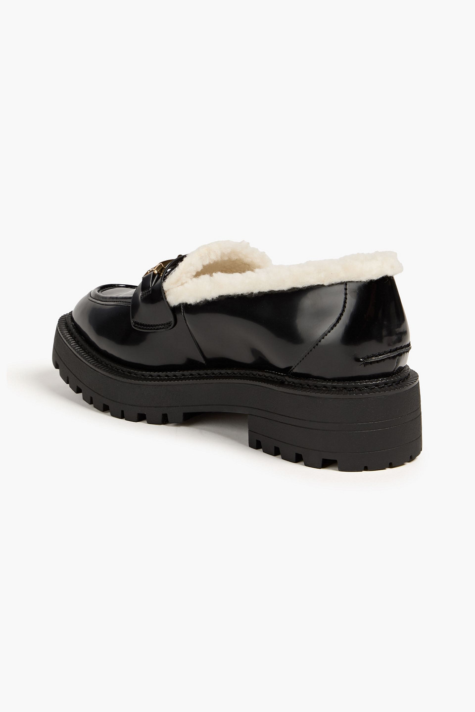 SAM EDELMAN LAURS FAUX GLOSSED-LEATHER LOAFERS