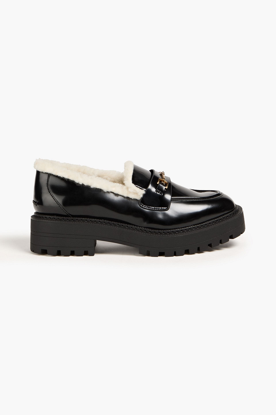 SAM EDELMAN LAURS FAUX GLOSSED-LEATHER LOAFERS