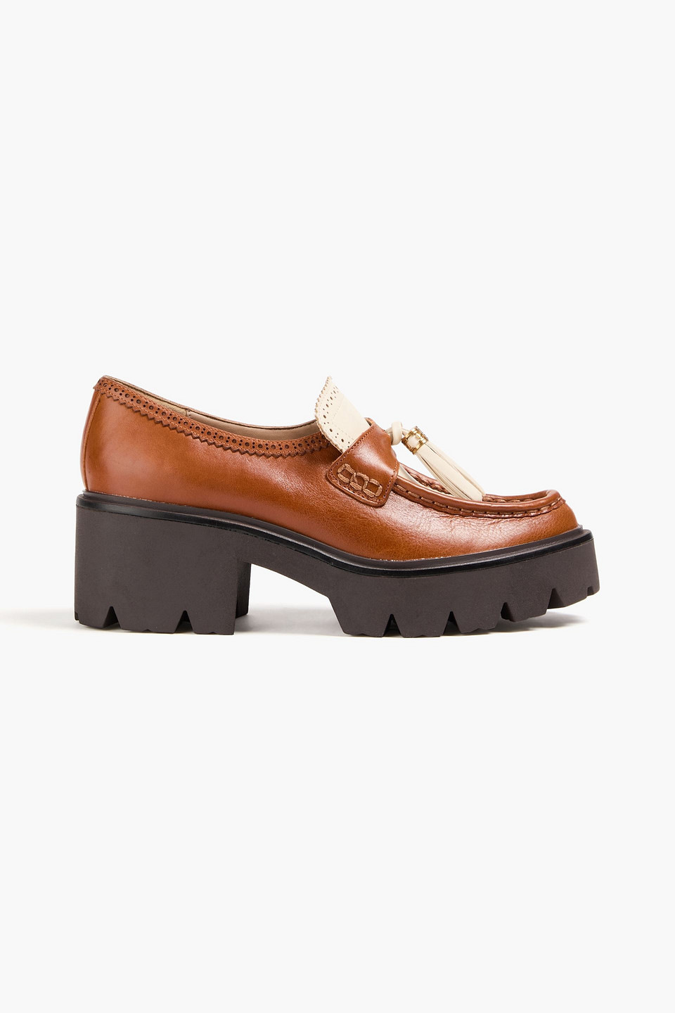 Sam Edelman Meela Two-tone Leather Platform Loafers In Brown
