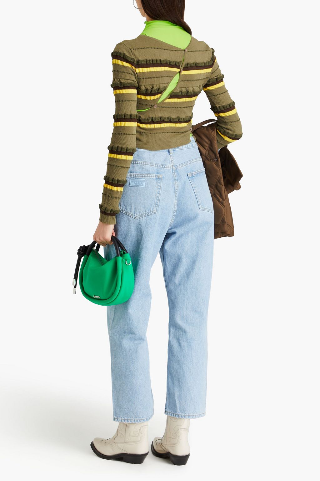 GANNI Cropped faded tapered jeans