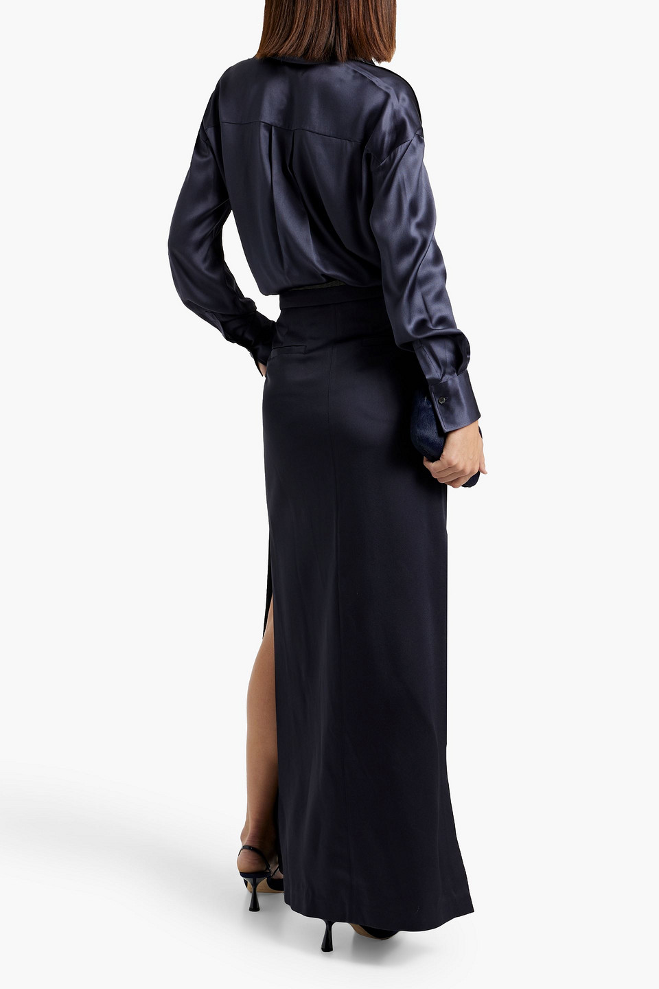 BRUNELLO CUCINELLI BEAD-EMBELLISHED SATIN-CREPE MAXI SKIRT