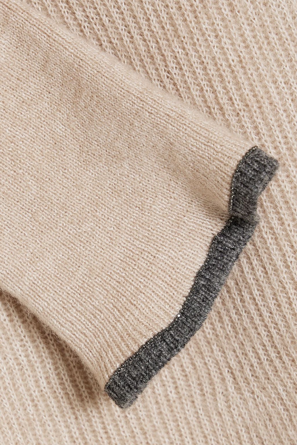 BRUNELLO CUCINELLI Bead-embellished ribbed alpaca and cotton-blend midi dress