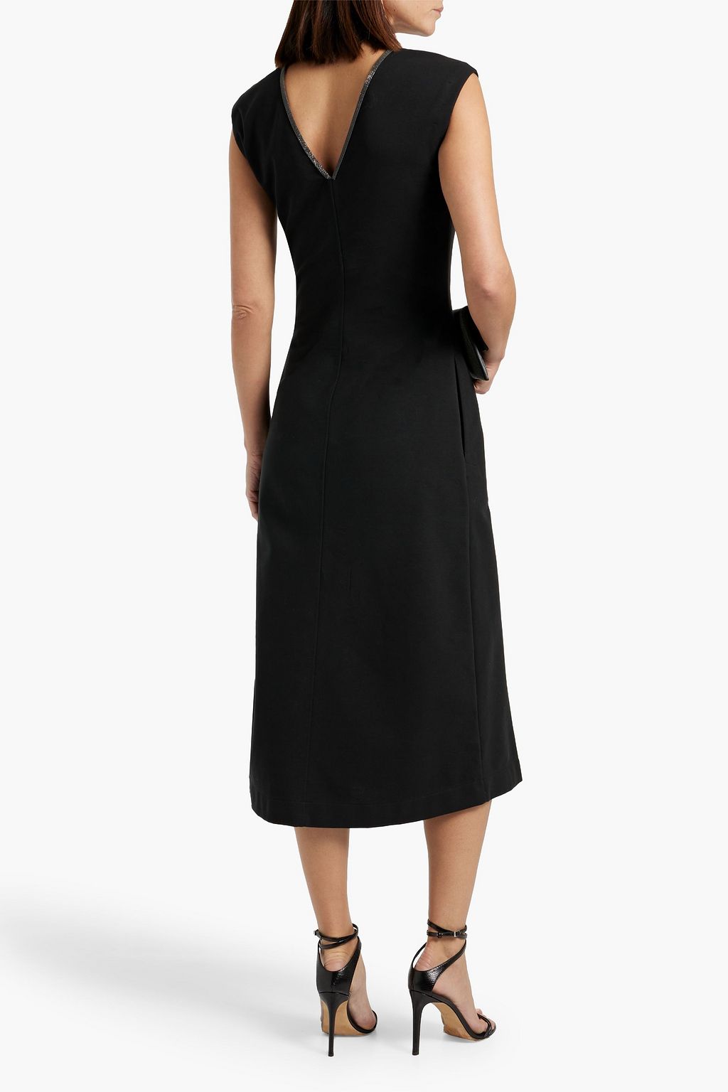 BRUNELLO CUCINELLI Bead-embellished cotton-blend jersey midi dress