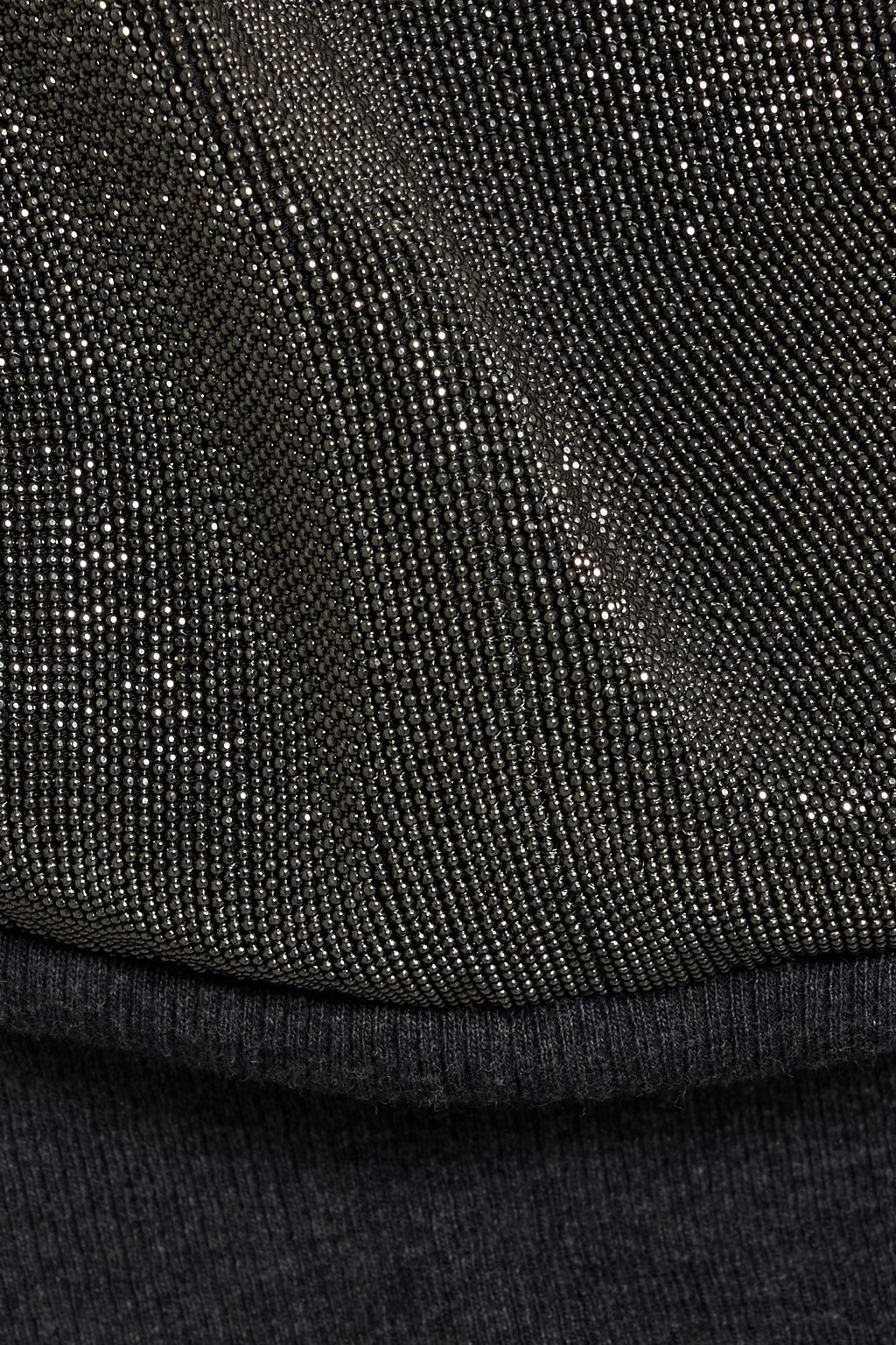 BRUNELLO CUCINELLI Bead-embellished ribbed cotton-blend top