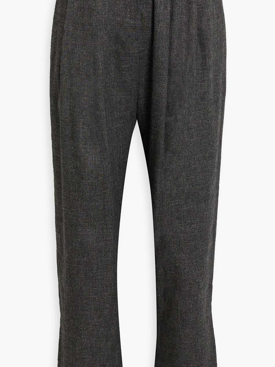 belted tweed tapered pants
