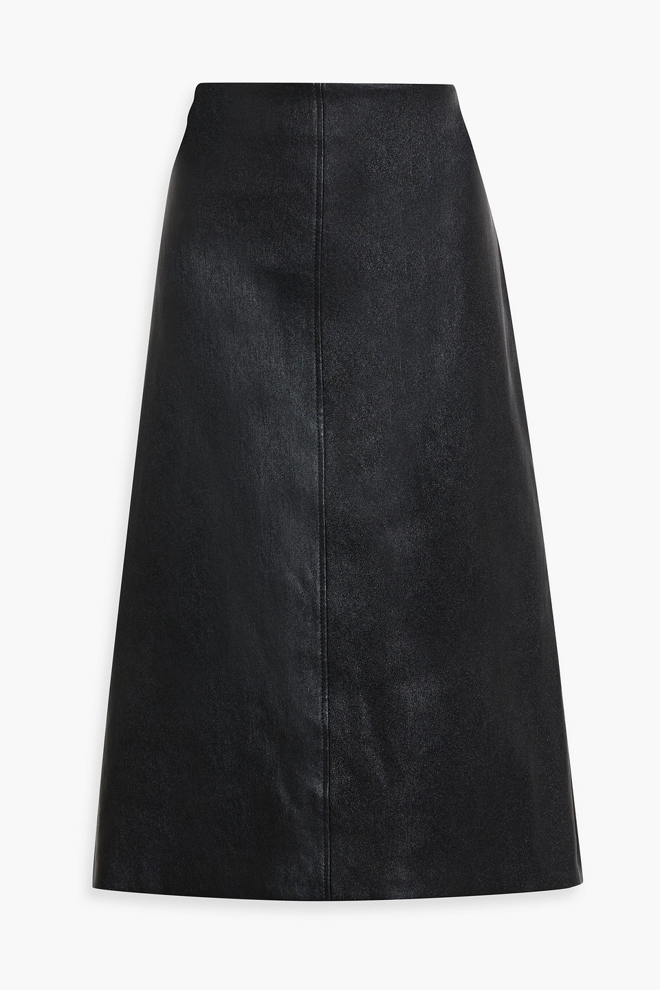 Brunello Cucinelli Leather Midi Skirt In Black