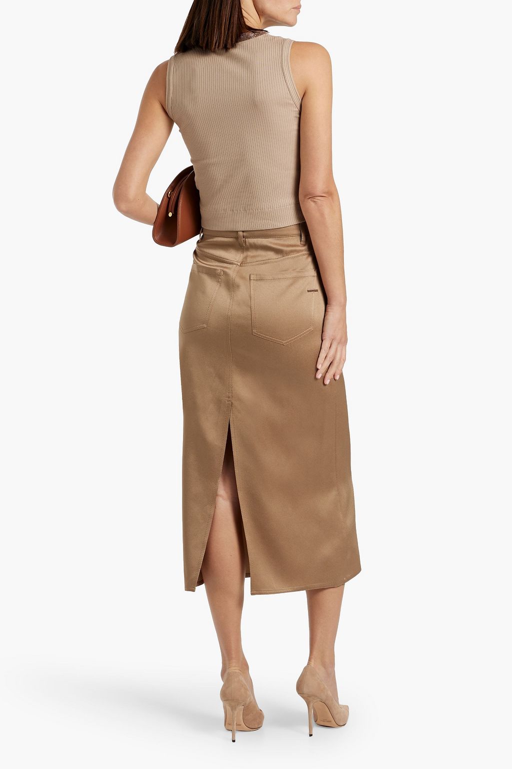 BRUNELLO CUCINELLI Satin-crepe midi skirt
