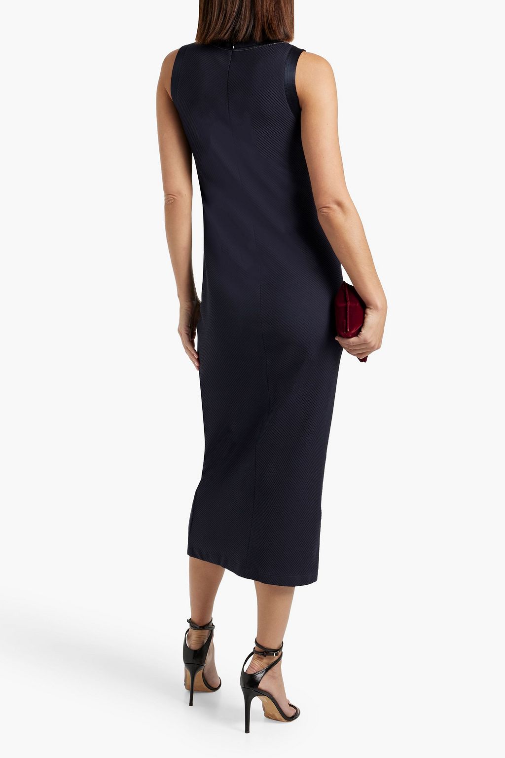 BRUNELLO CUCINELLI Bead-embellished ribbed cotton-blend midi dress