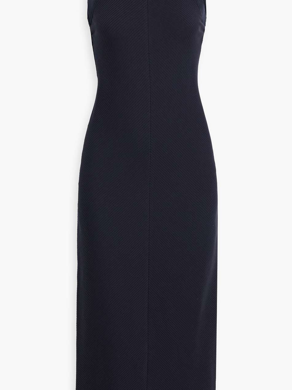 bead-embellished ribbed cotton-blend midi dress