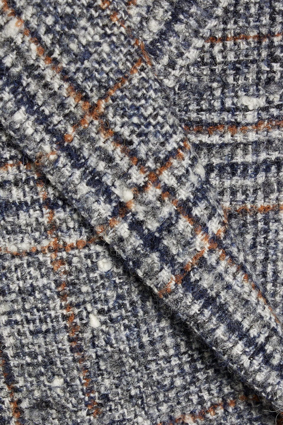 Brunello Cucinelli Double-breasted Checked Bouclé-tweed Blazer In Navy