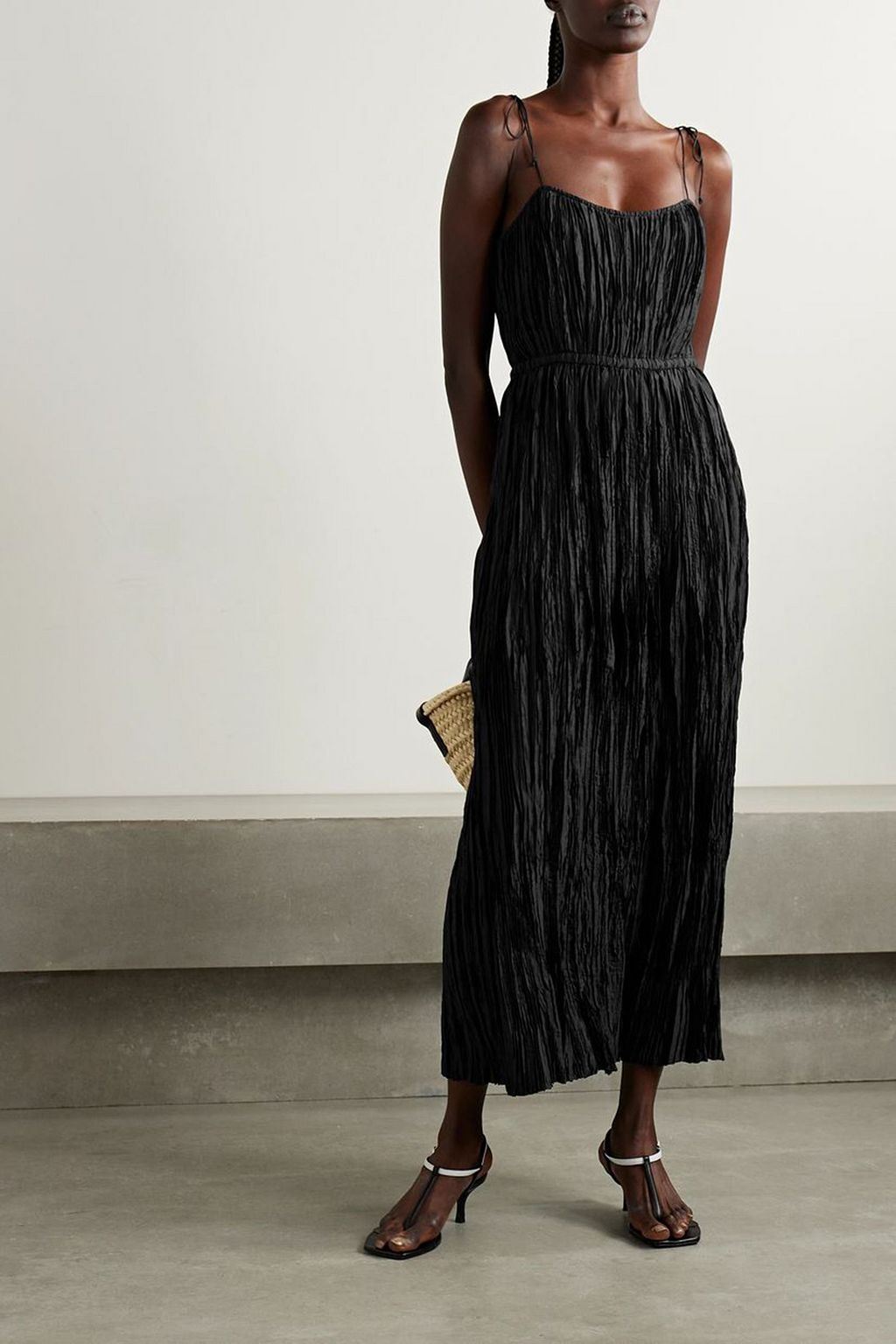ULLA JOHNSON Orla plissé-habotai midi dress