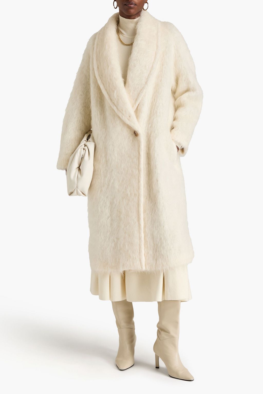 GENTRYPORTOFINO Brushed mohair-blend coat