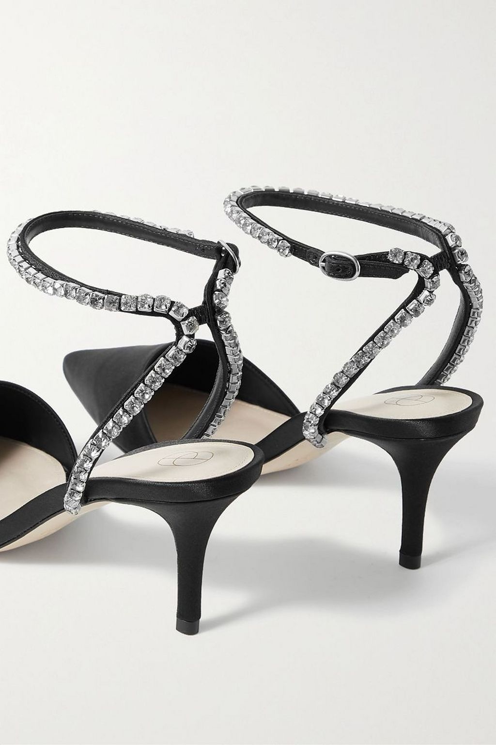 PORTE & PAIRE Crystal-embellished satin pumps