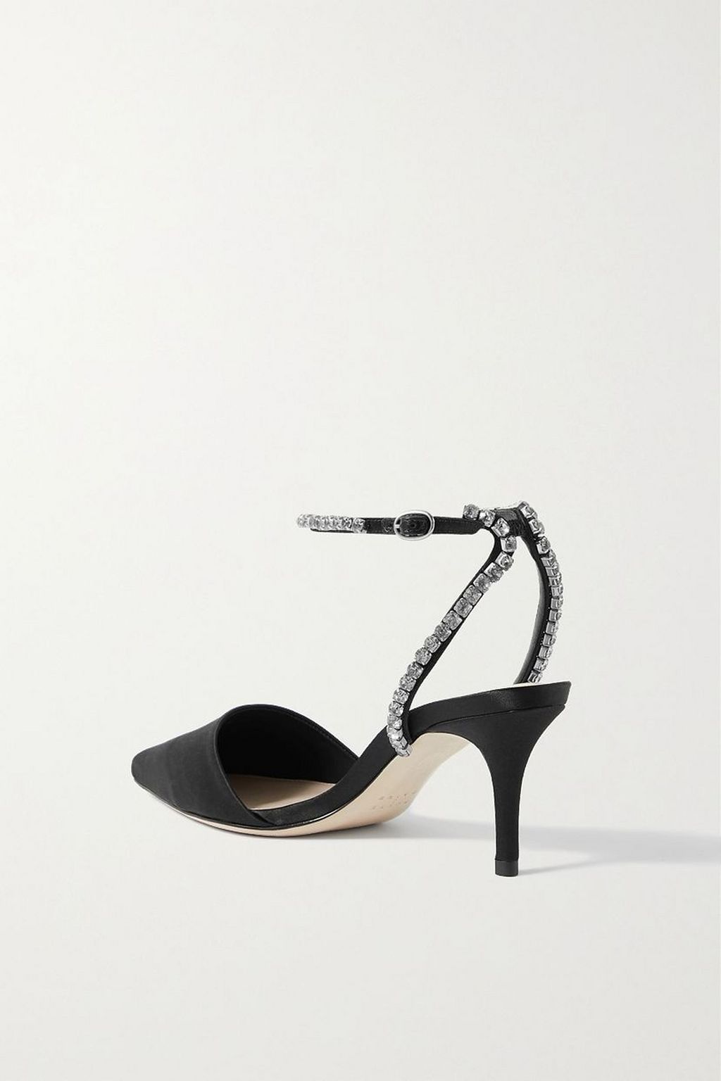 PORTE & PAIRE Crystal-embellished satin pumps