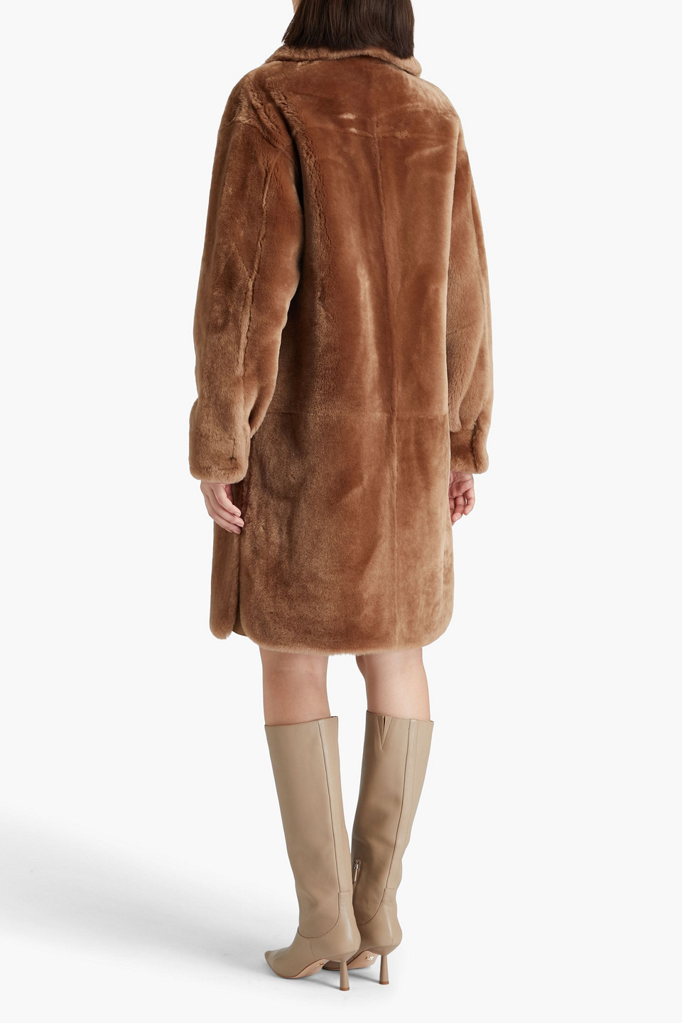 Shop Yves Salomon Shearling Coat In Camel