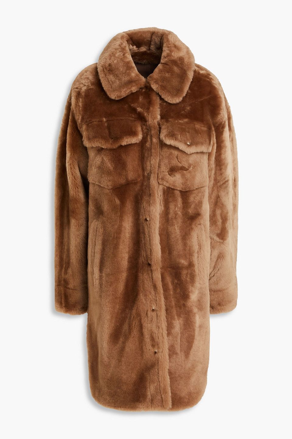 Yves Salomon Shearling Coat In Camel