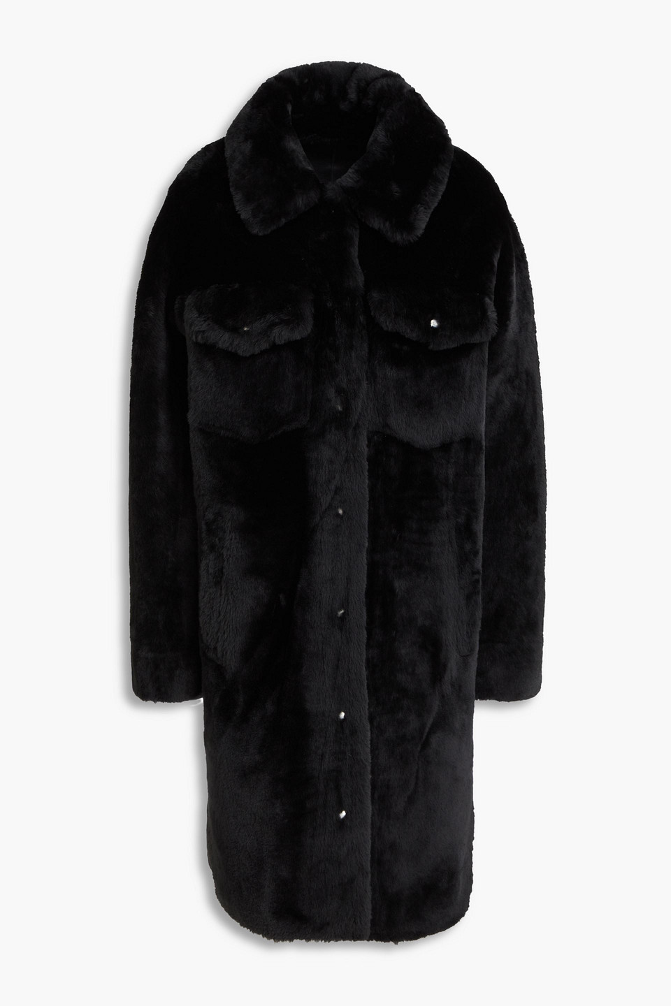 Yves Salomon Shearling Coat In Black