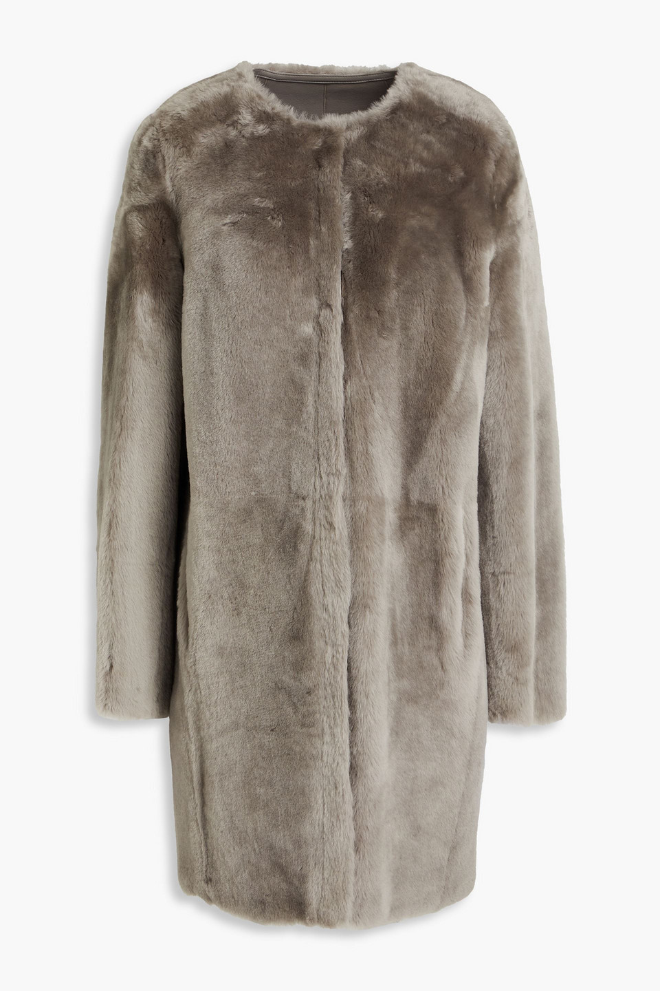 Yves Salomon Shearling Coat In Gray