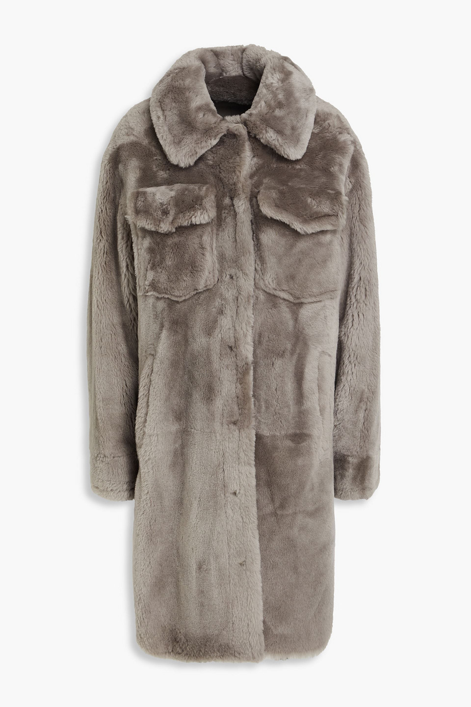 Yves Salomon Shearling Coat In Gray