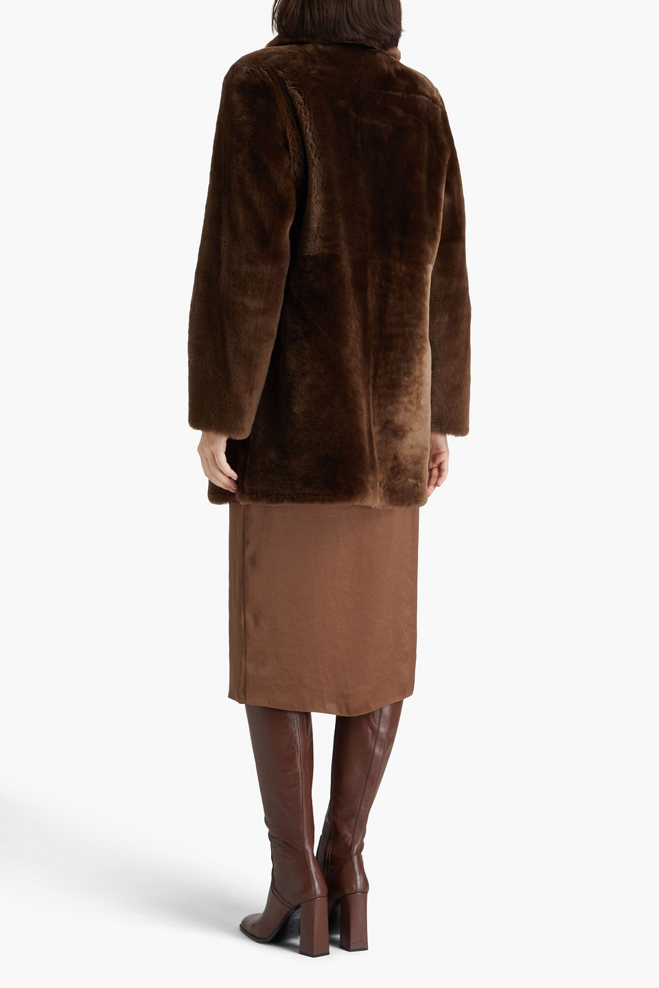 Shop Yves Salomon Shearling Coat In Brown