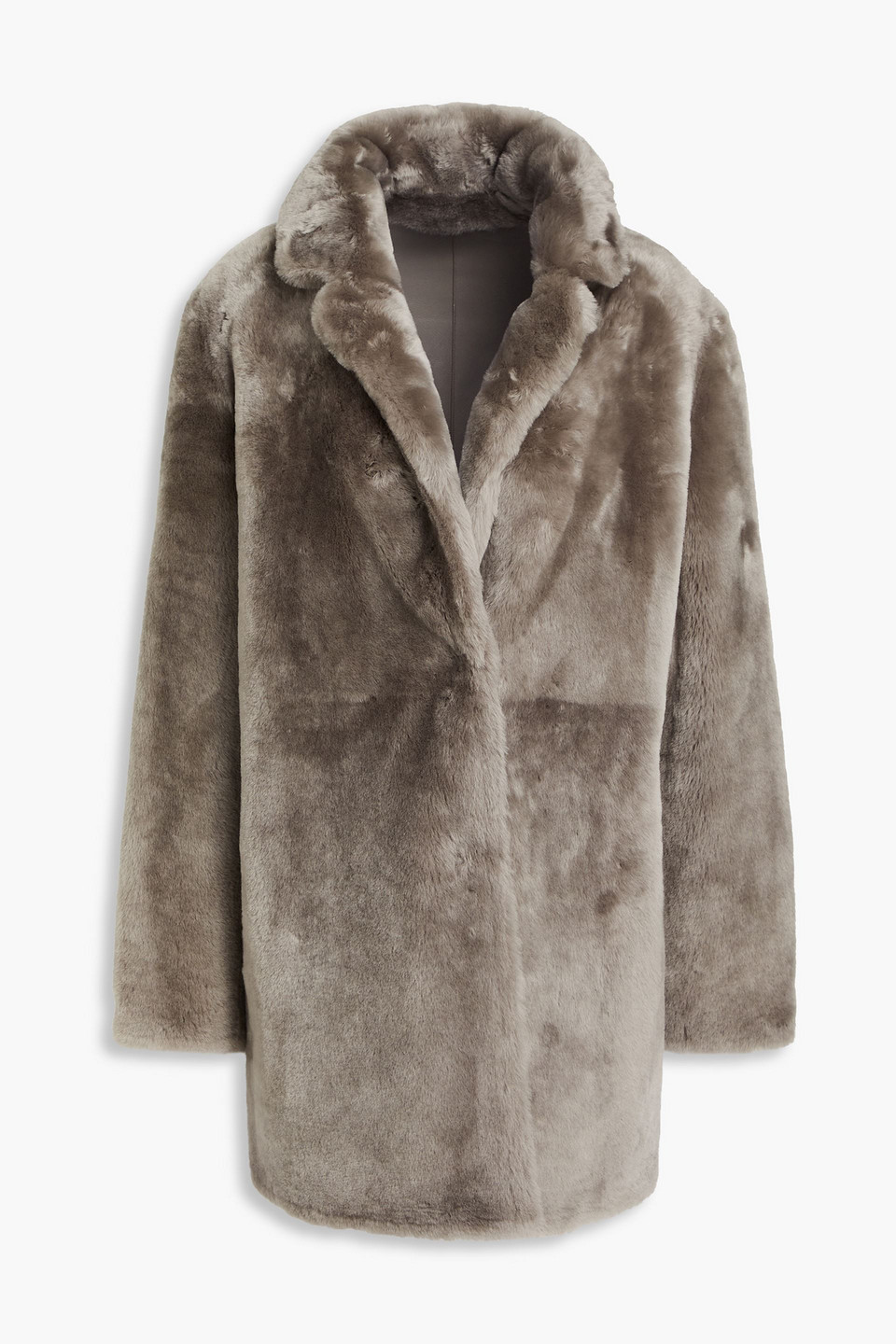 Yves Salomon Shearling Coat In Gray