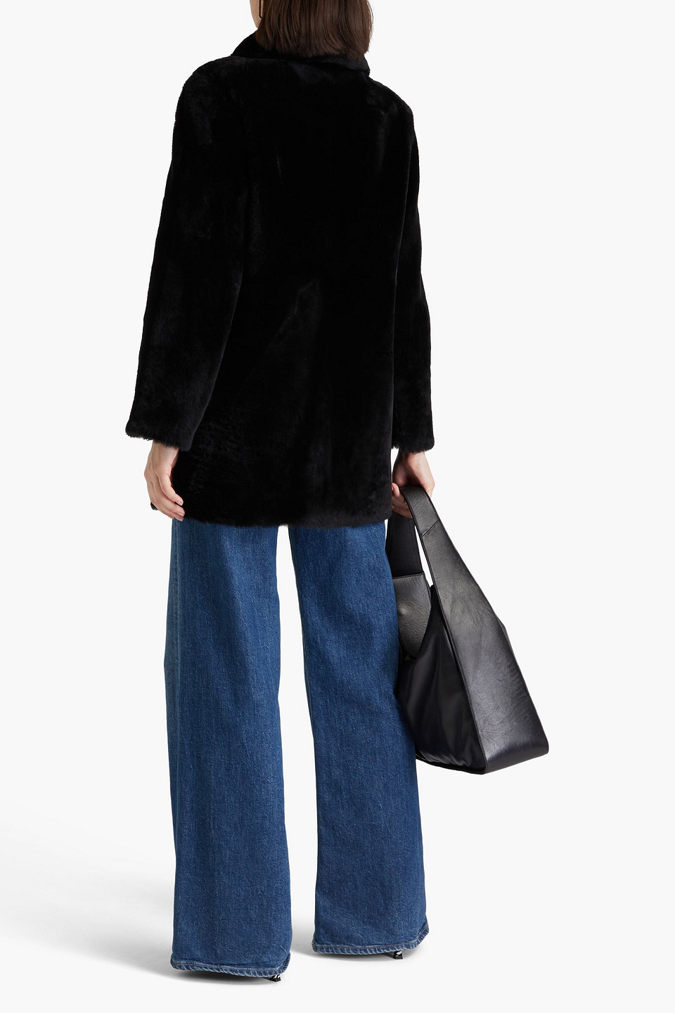 Shop Yves Salomon Shearling Coat In Black