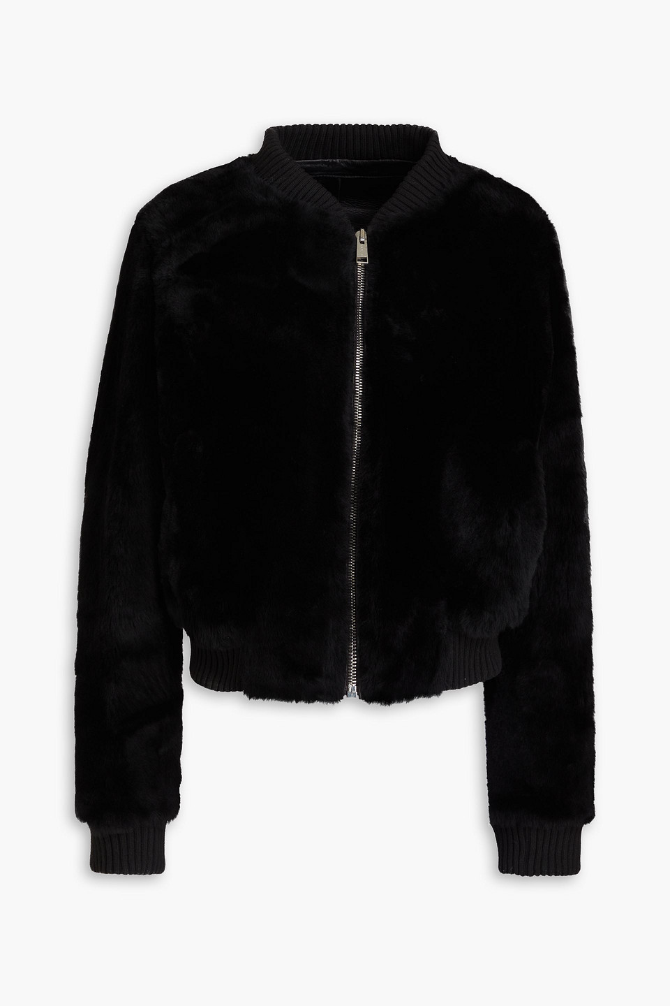 Yves Salomon Shearling Bomber Jacket In Black