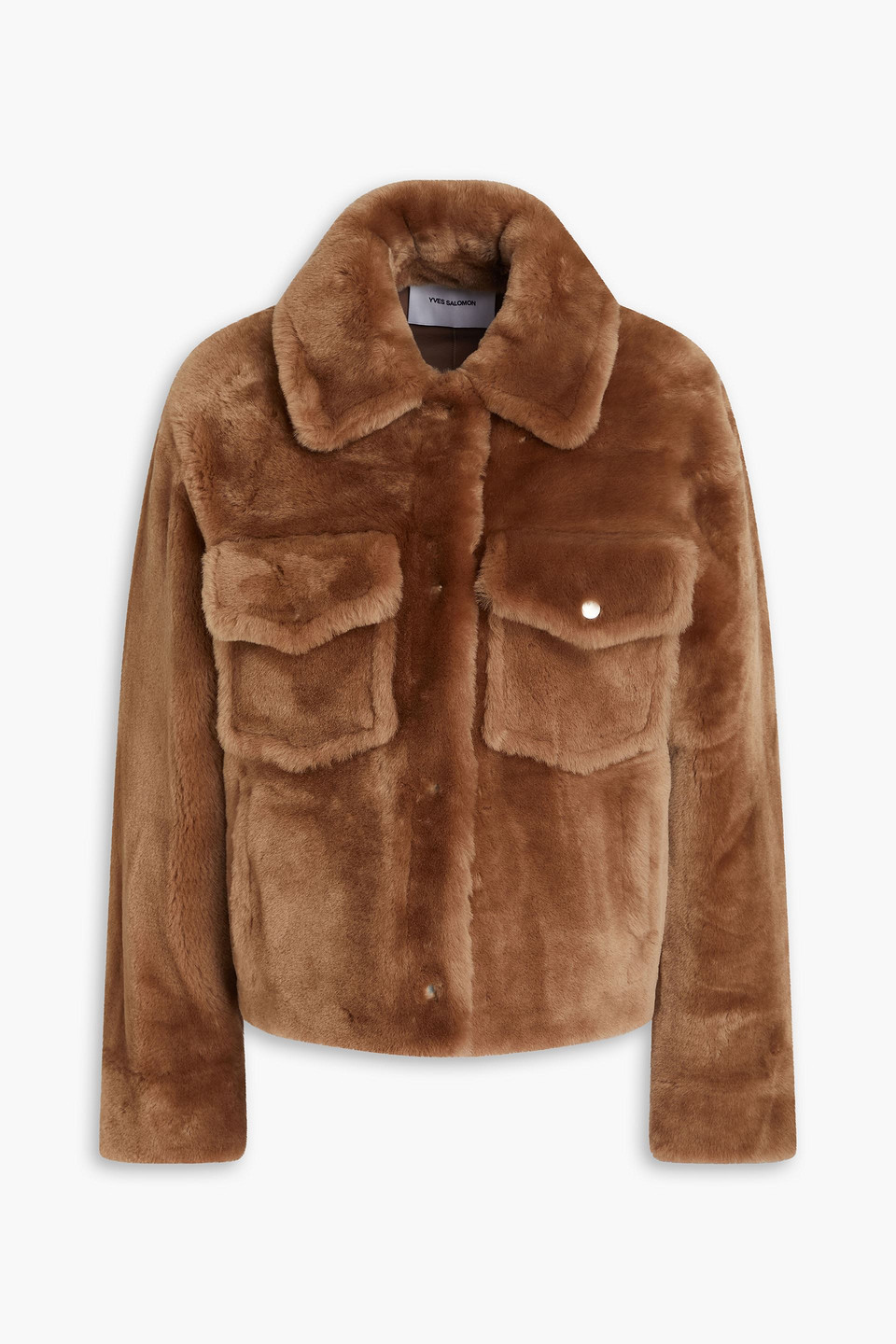 Yves Salomon Shearling Jacket In Camel