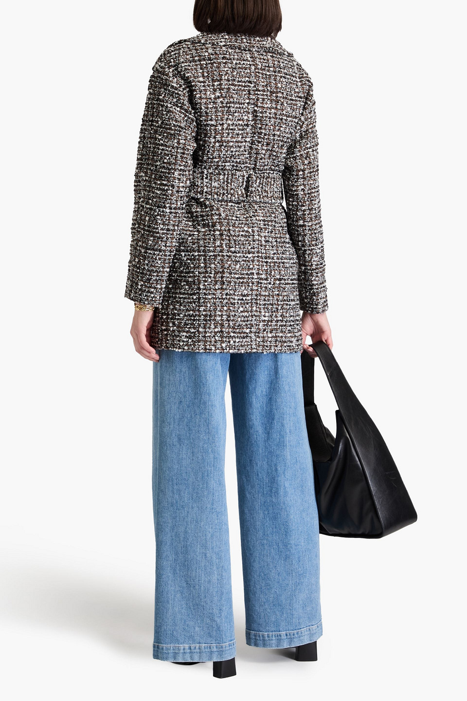 Joseph Bouclé-tweed Coat In Black