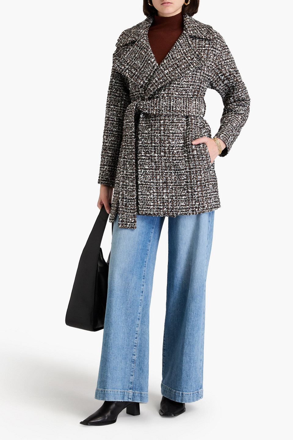 Joseph Bouclé-tweed Coat In Black