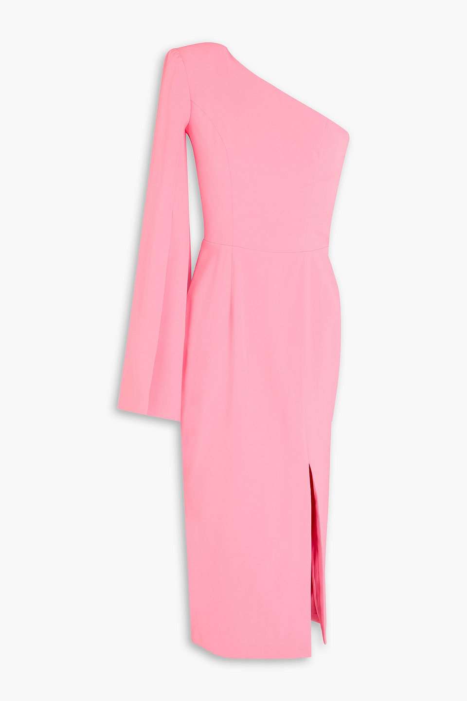 Rhea Costa One-sleeve Crepe Midi Dress In Baby Pink