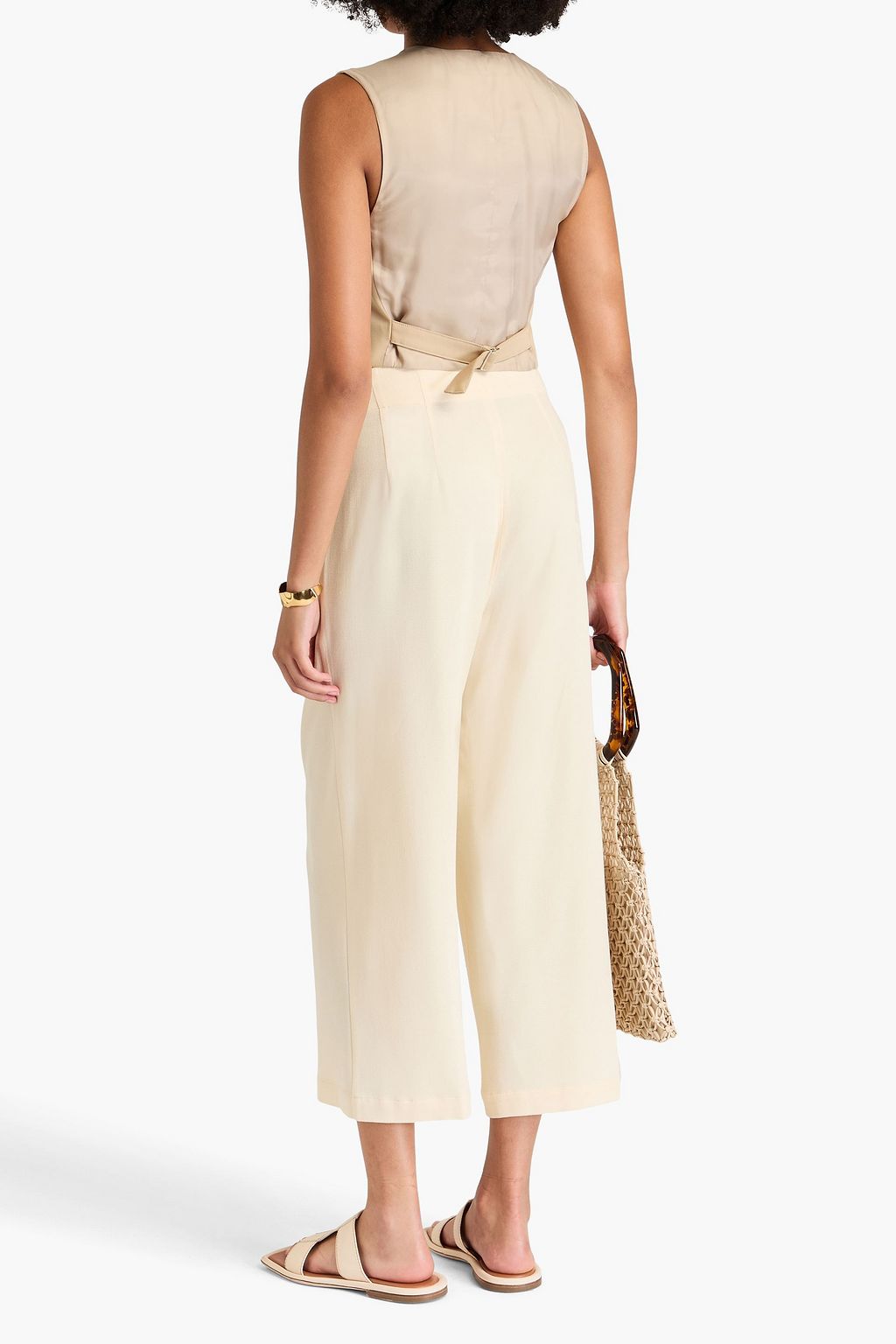 GENTRYPORTOFINO Cropped Hose mit weitem Bein aus Piqué
