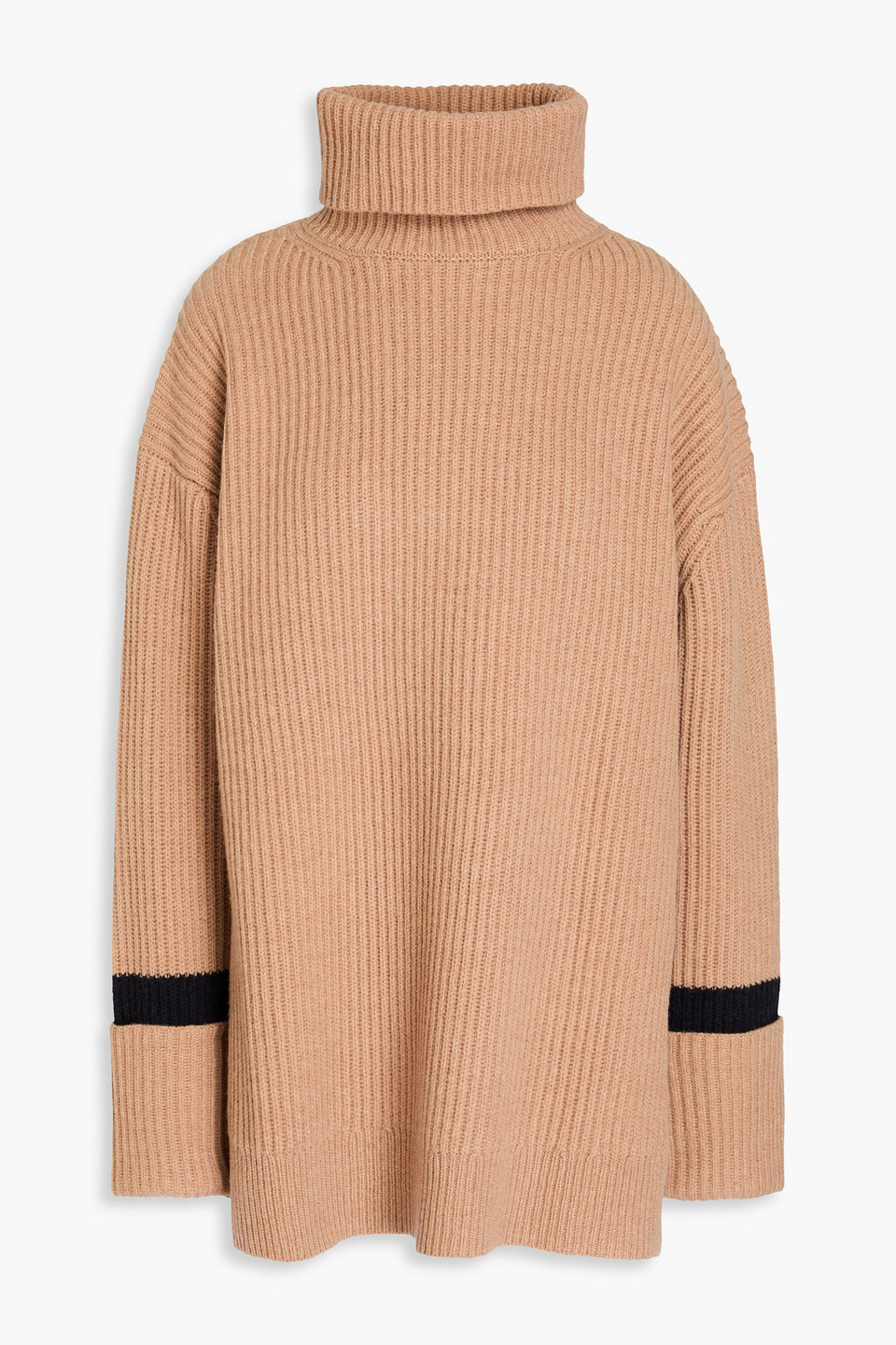 Chinti & Parker Ribbed Wool Turtleneck Sweater In Sand