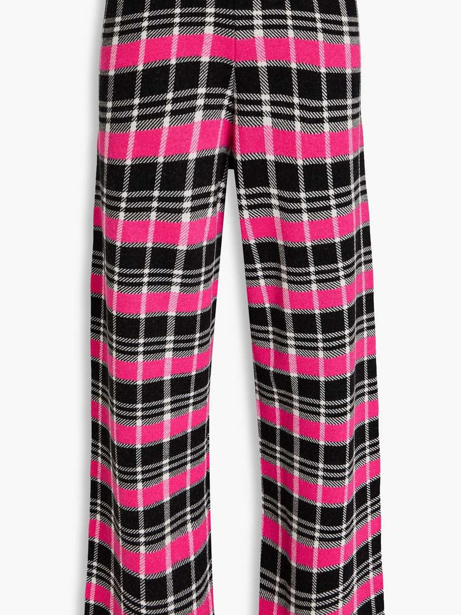 checked wool track pants