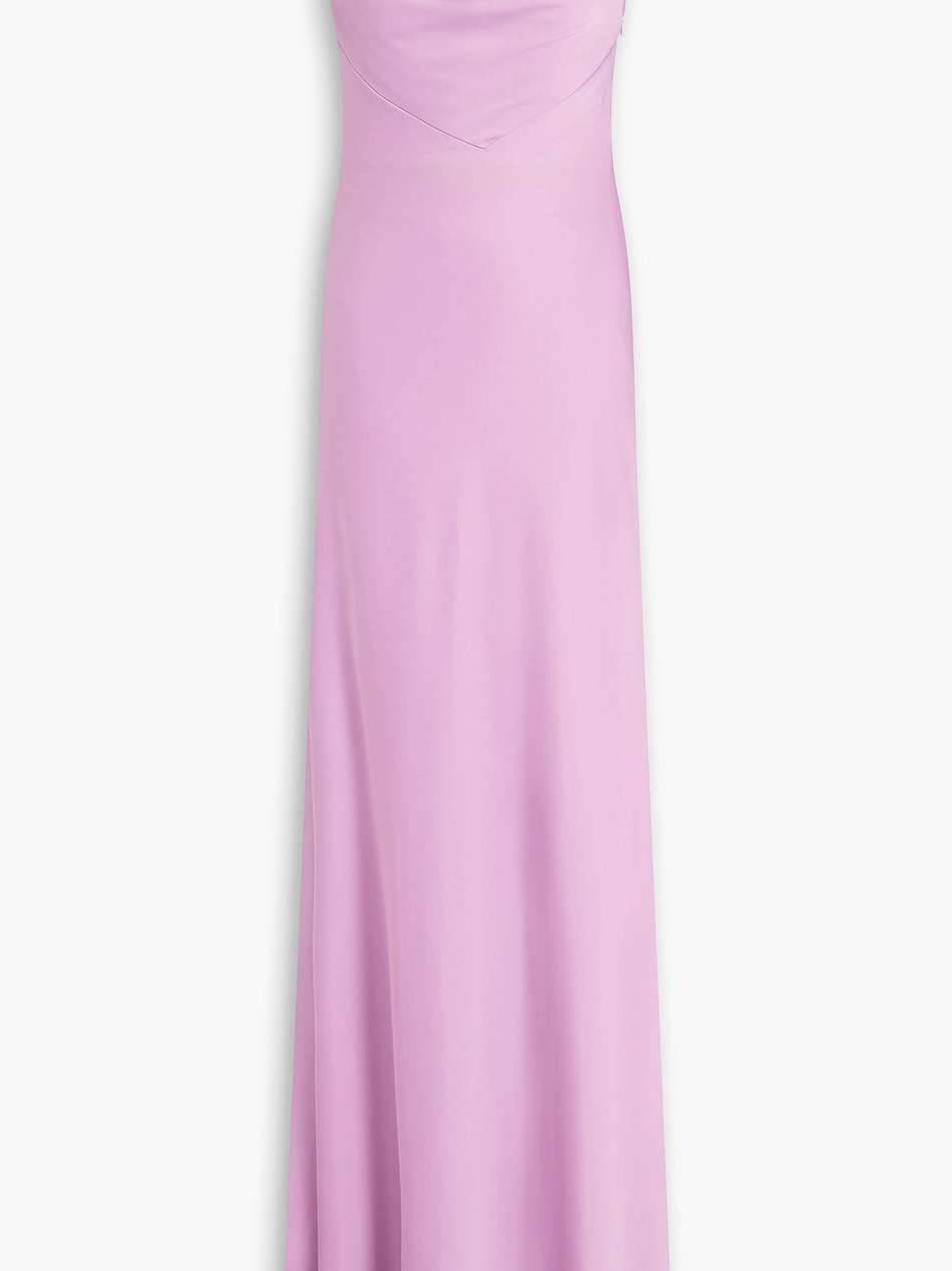 lace-up draped stretch-satin gown