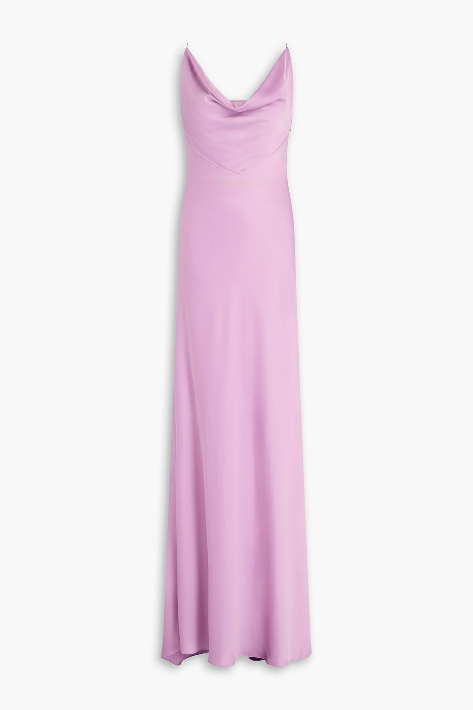 Rhea Costa Lace-up Draped Stretch-satin Gown In Lilac