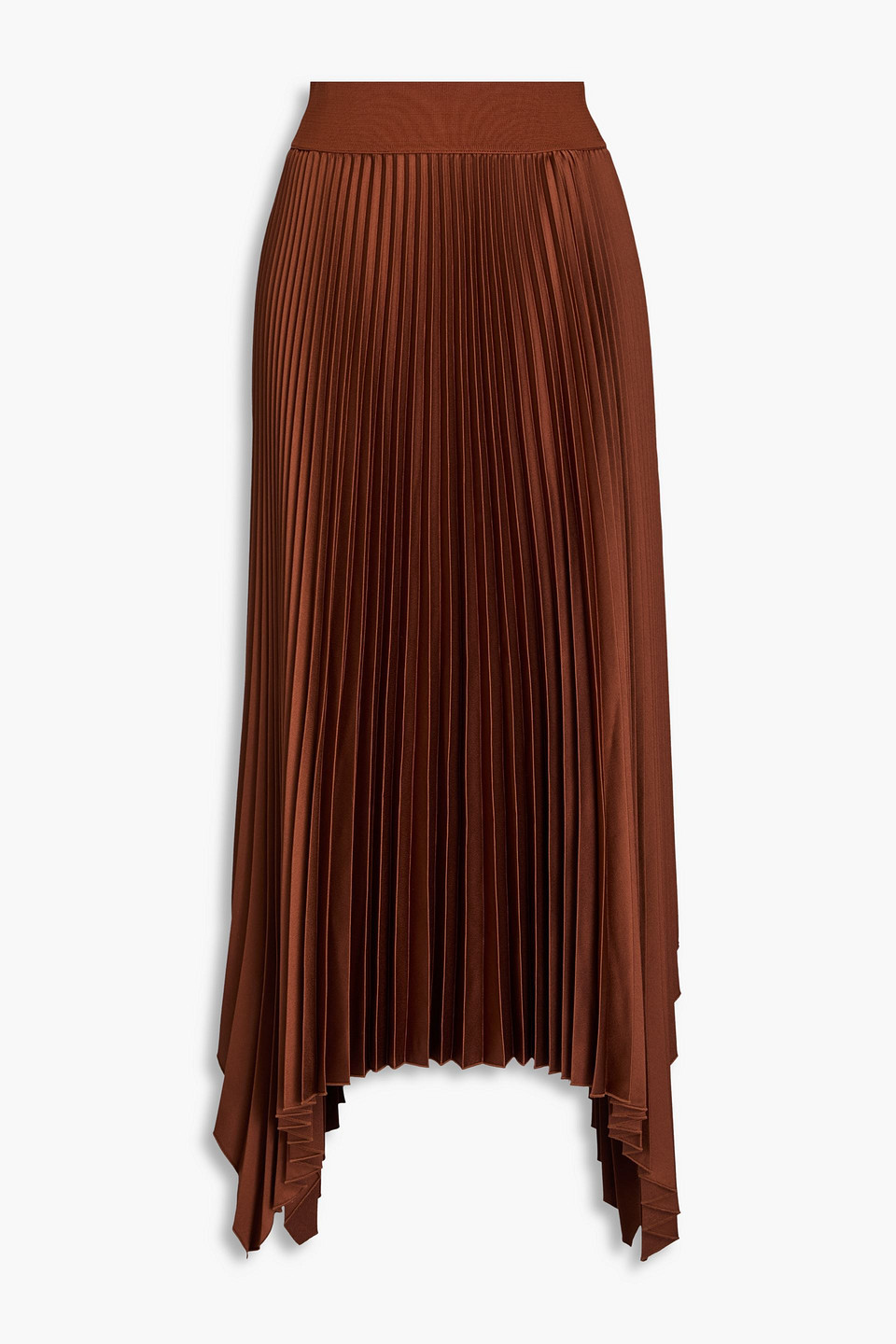 Joseph - Ade asymmetric pleated satin midi skirt - Brown - FR 34
