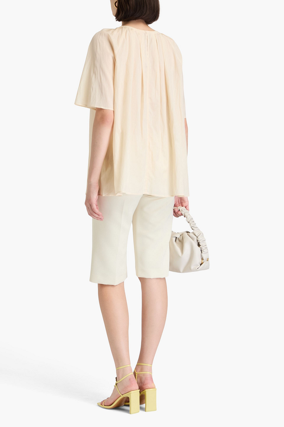 Joseph Pleated Woven Blouse In Ecru