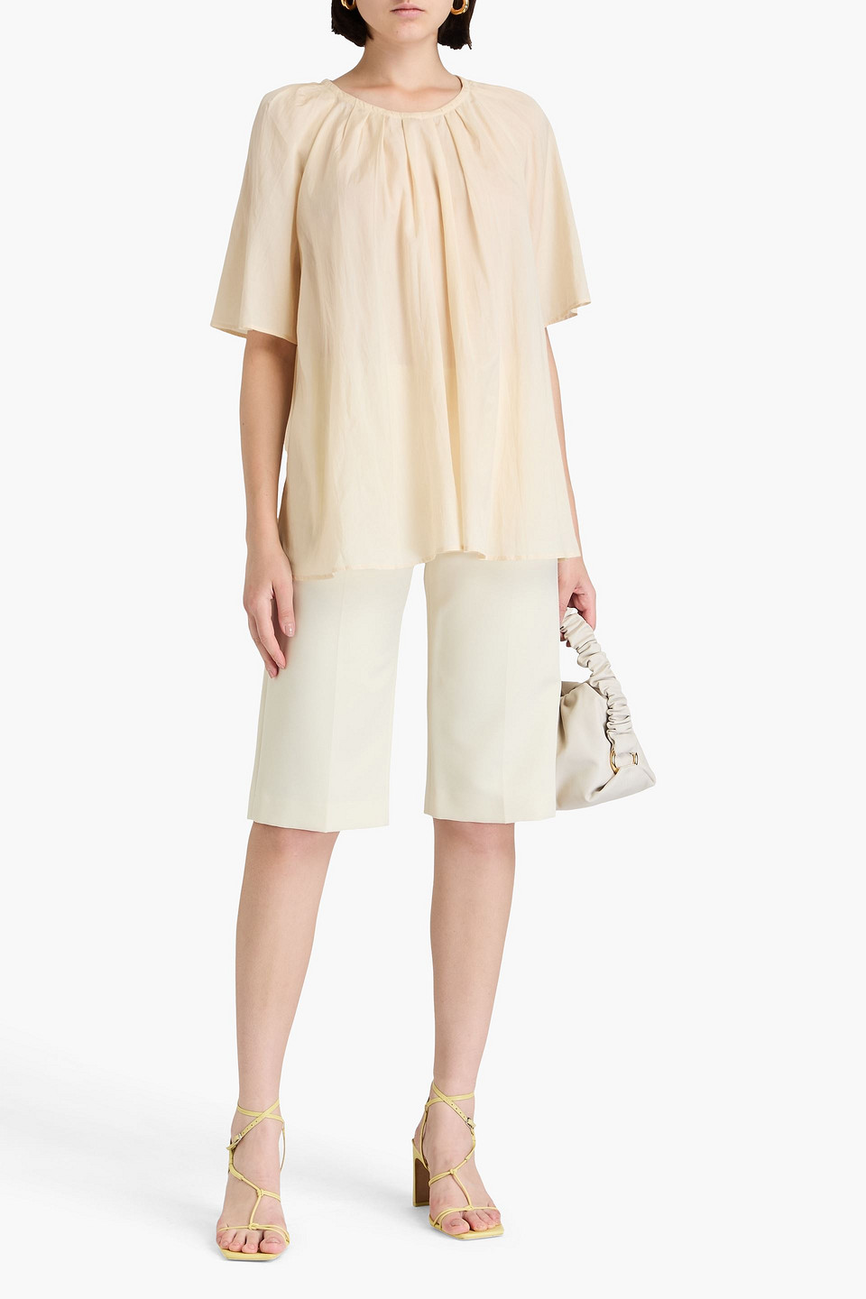 Joseph Pleated Woven Blouse In Ecru