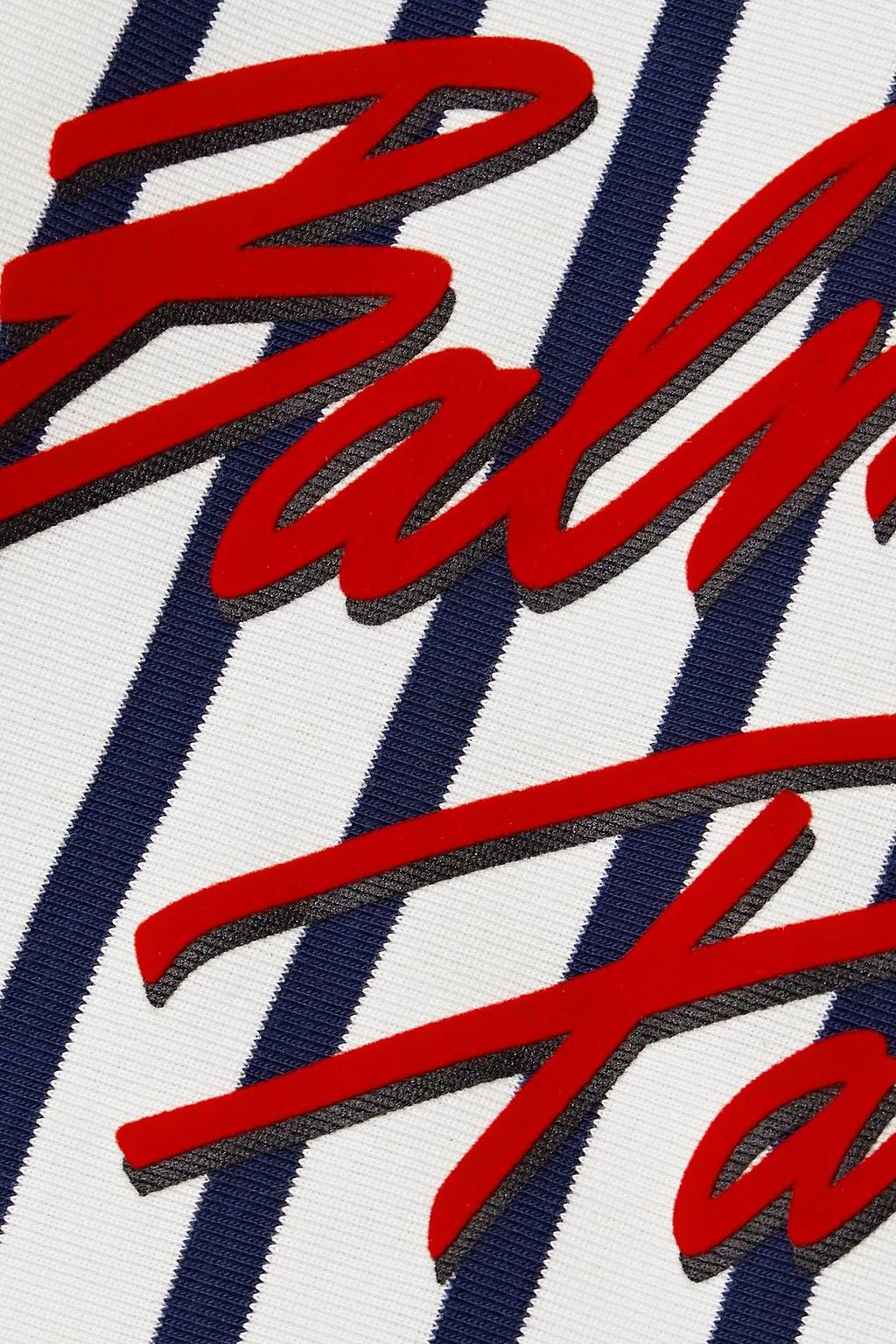 BALMAIN Flocked striped cotton-jersey top