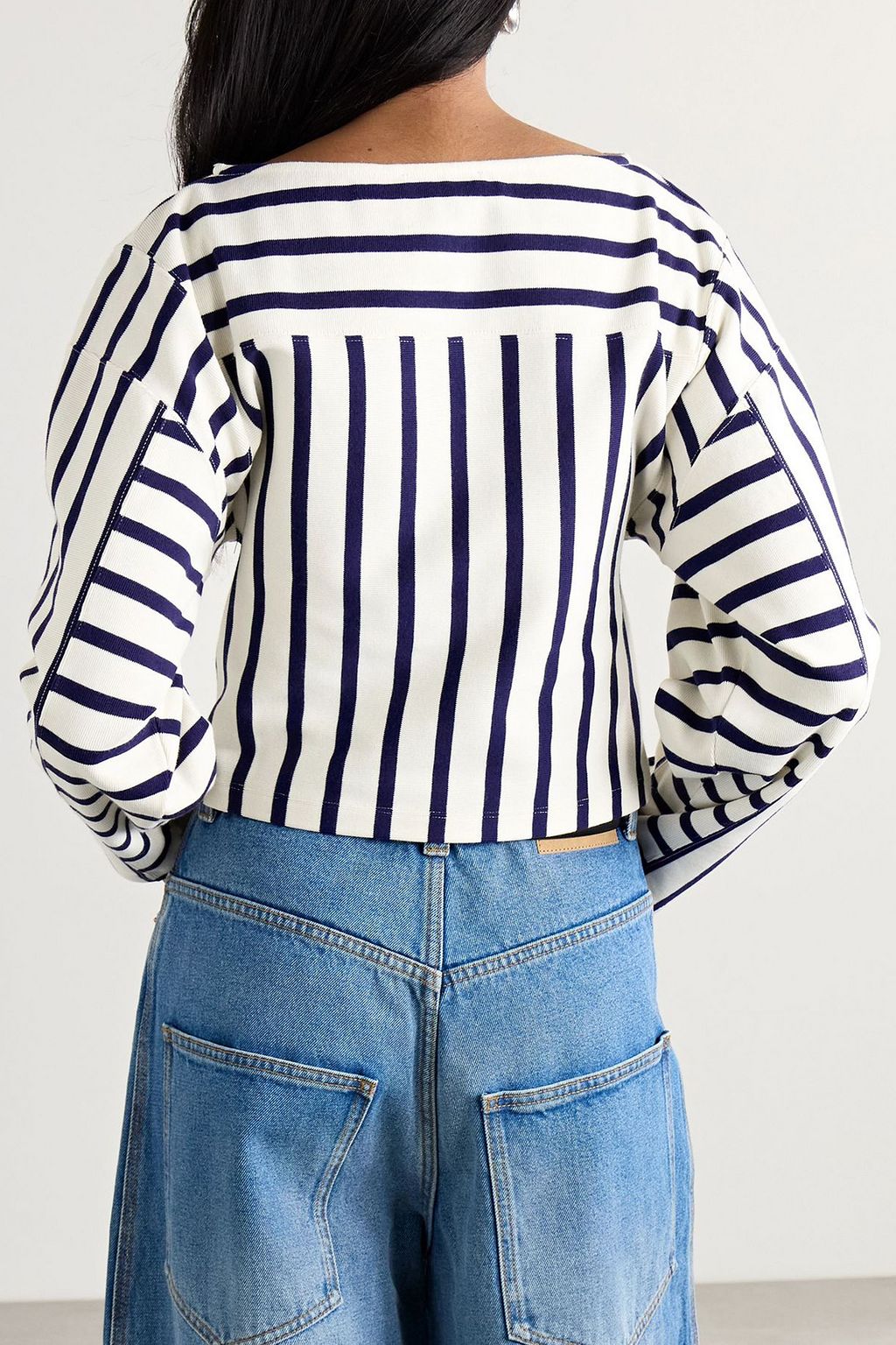 BALMAIN Flocked striped cotton-jersey top
