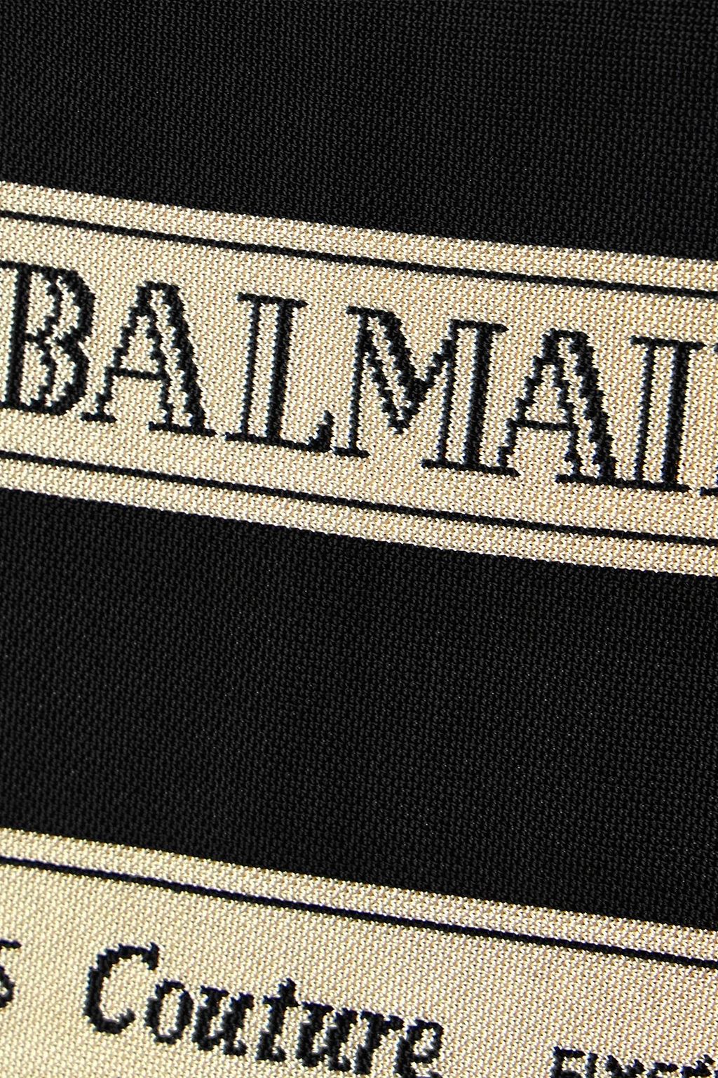 BALMAIN Cropped canvas-jacquard top