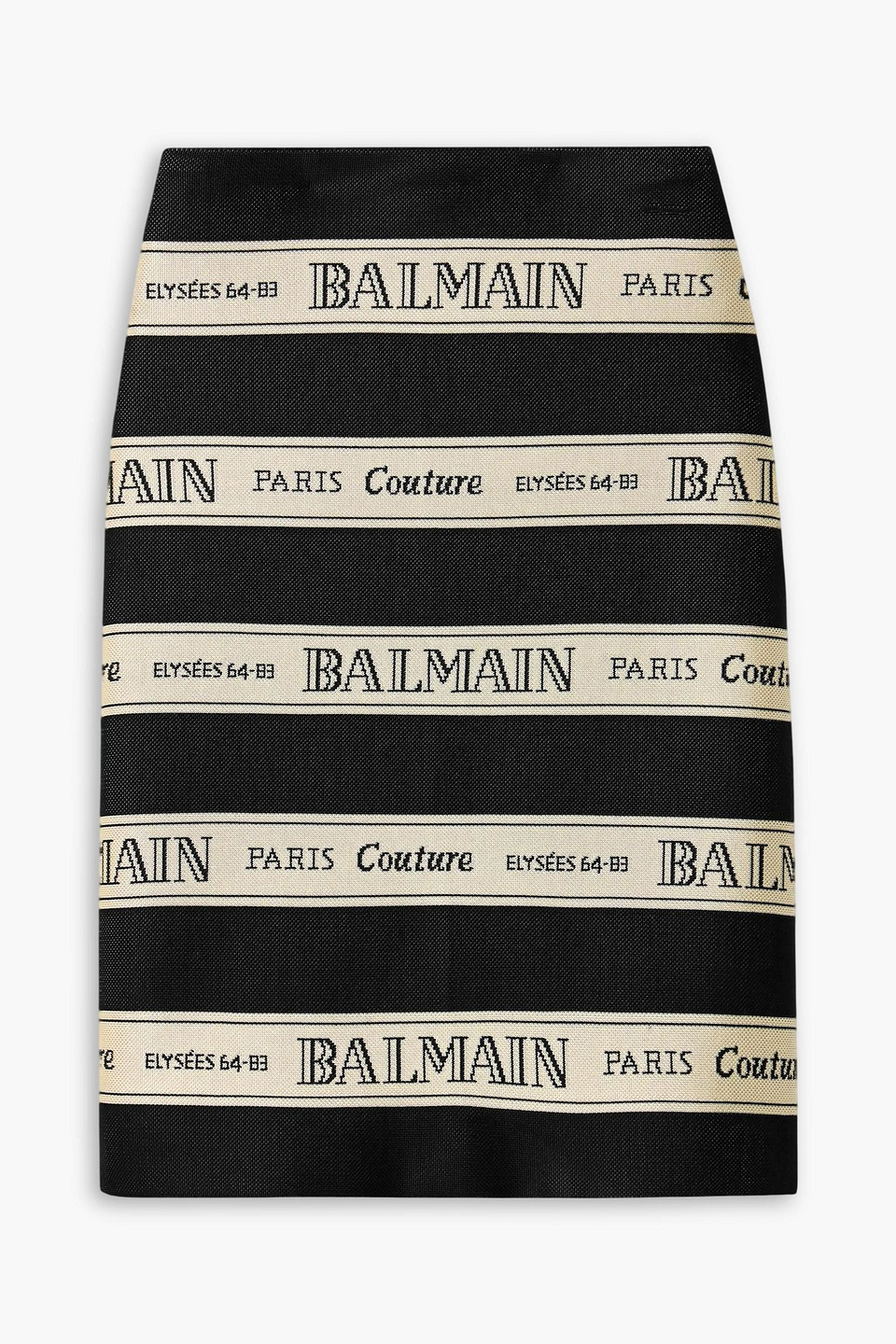 Balmain Canvas-jacquard Mini Skirt In Black