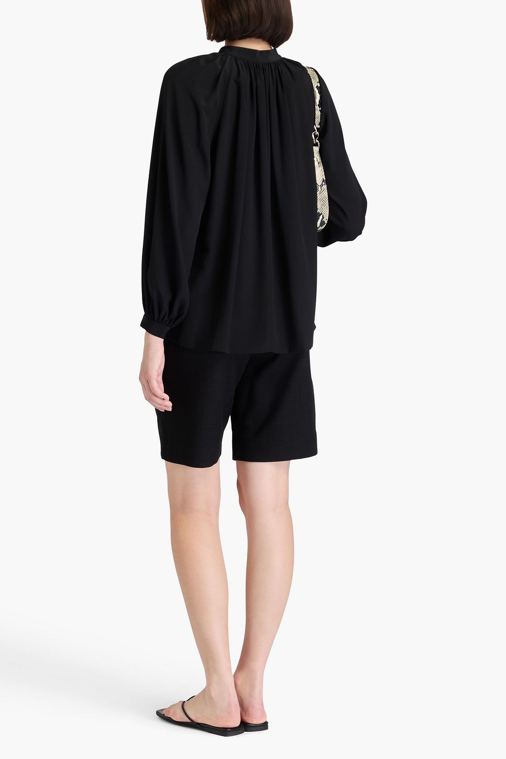 JOSEPH Gathered silk crepe de chine blouse