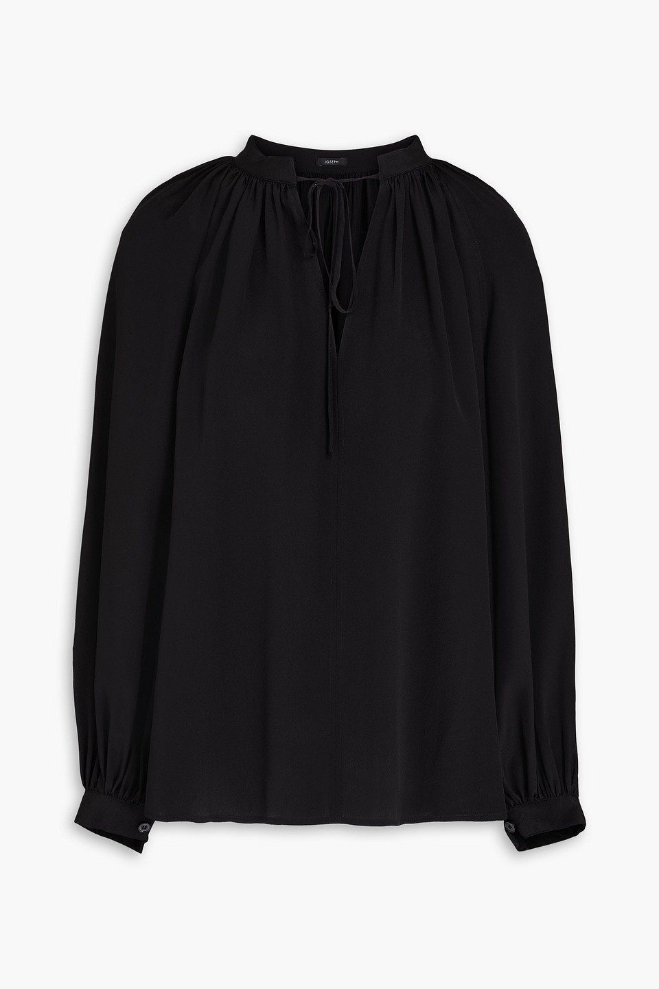 Joseph Gathered Silk Crepe De Chine Blouse In Black